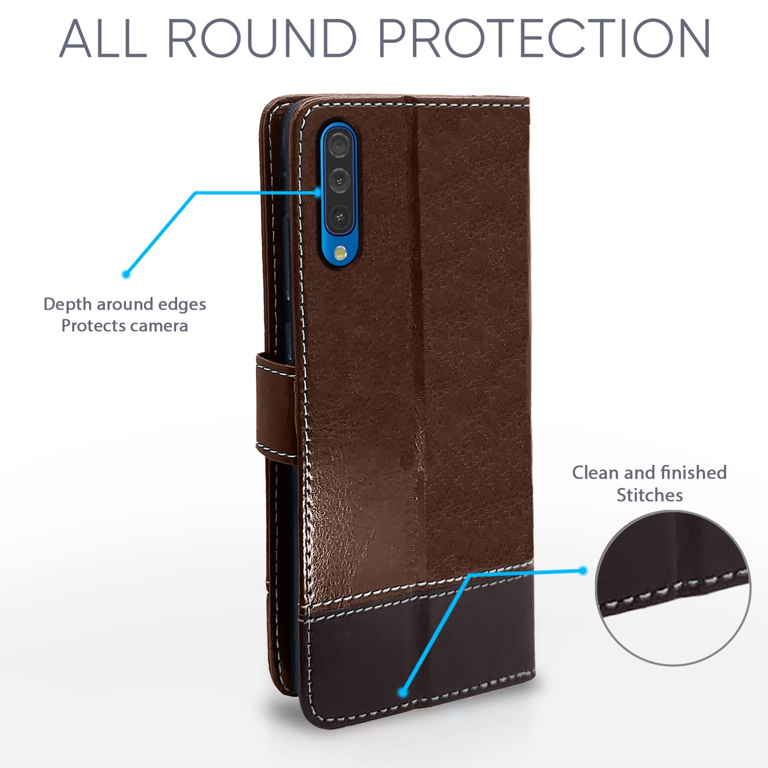 Pikkme Samsung Galaxy A50 / A50s / A30s  Constrast Flip Cover | Brown & Coffee