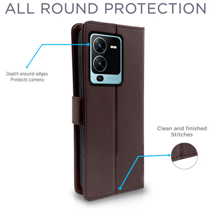 Pikkme Vivo V25 Pro 5G Vintage Flip Cover | Coffee