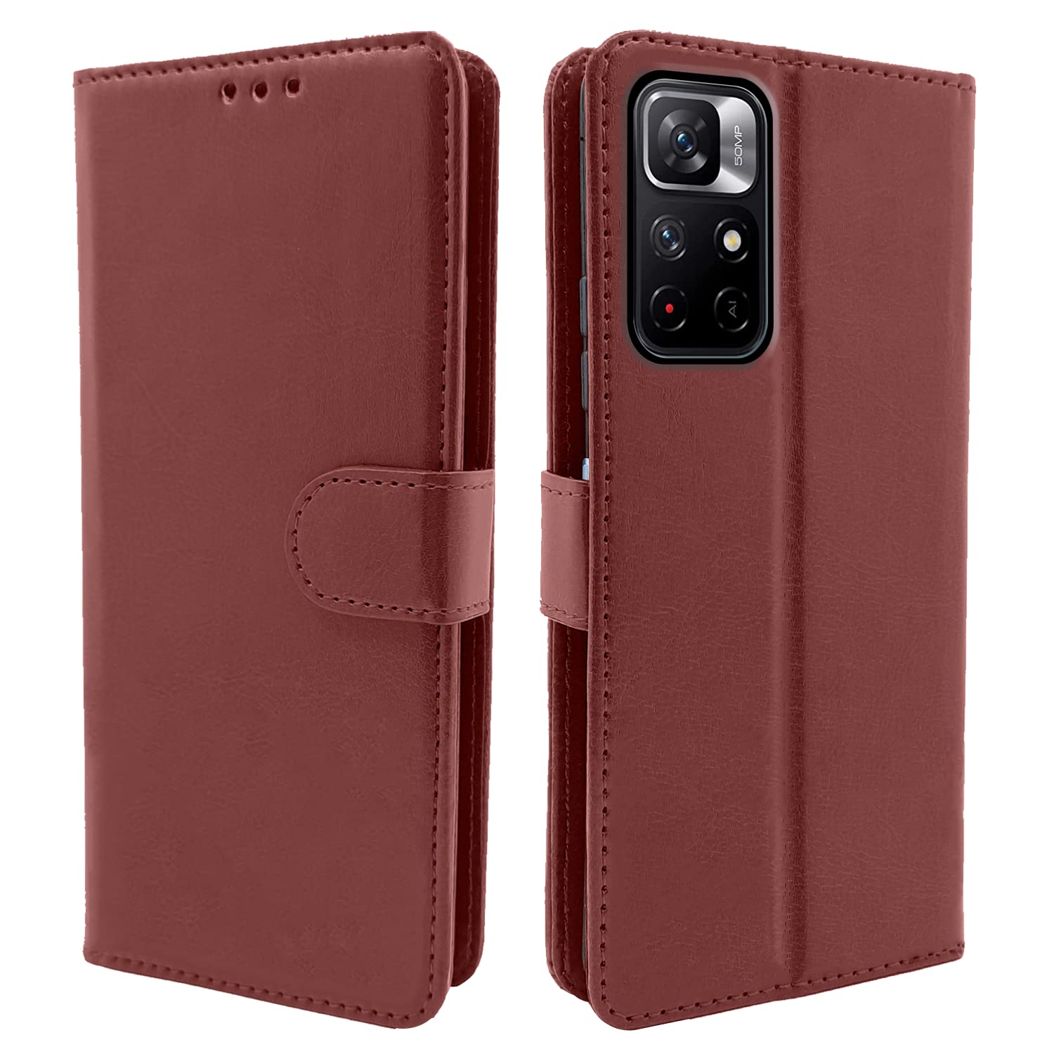 Pikkme Redmi Note 11T 5G / Poco M4 Pro 5G  Vintage Flip Cover | Brown