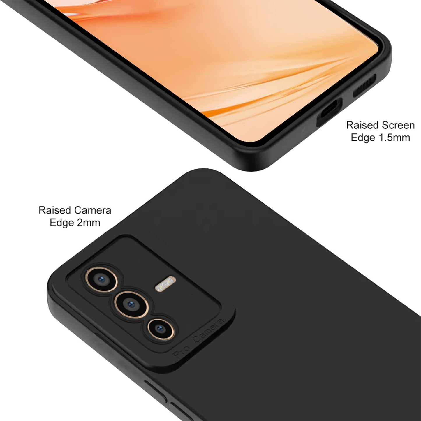 Pikkme Vivo V23 Pro 5G Soft Silicone Case with Camera Bumper Protection | Black