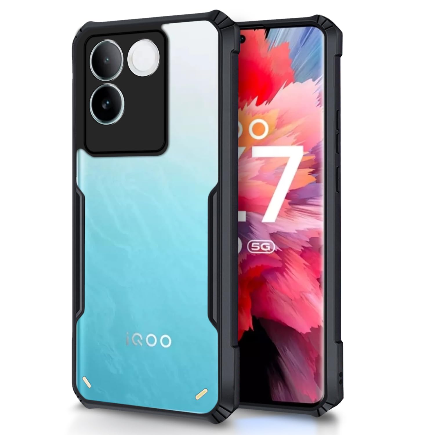 Pikkme iQOO Z7 Pro 5G Back Cover Crystal Clear Transparent Back Eagle Case (black)