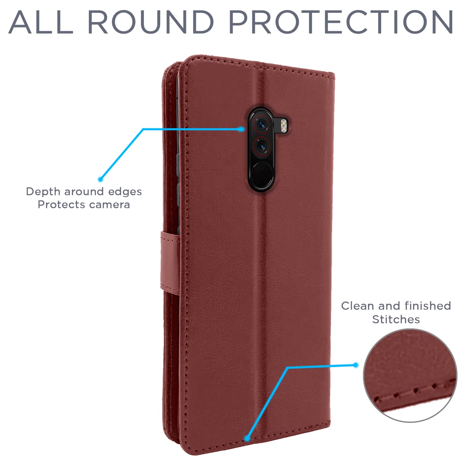 Pikkme Mi Poco F1 Vintage Flip Cover | Brown