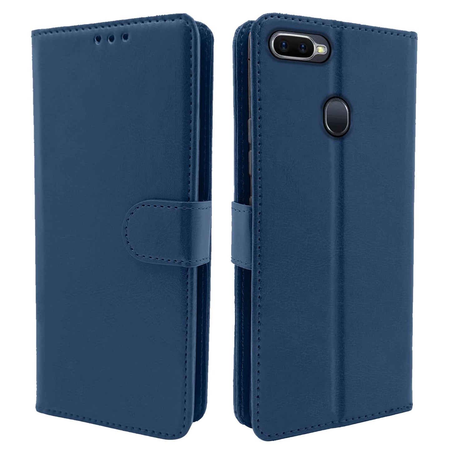 Pikkme Oppo F9 / F9 Pro / A5 / A5s /A7 / A11k /A12/ Realme 2 / 2 Pro / Realme U1 Vintage Flip Cover | Blue