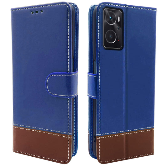 Pikkme Oppo K10 Constrast Flip Cover | Blue & Brown