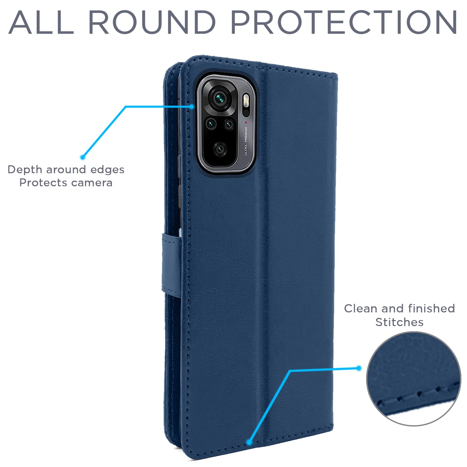 Pikkme Redmi Note 10 / Note 10S Vintage Flip Cover | Blue