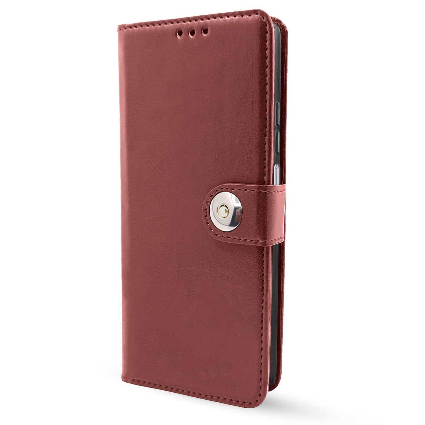 Pikkme Redmi 13C 5G Button Flip Cover (Brown)