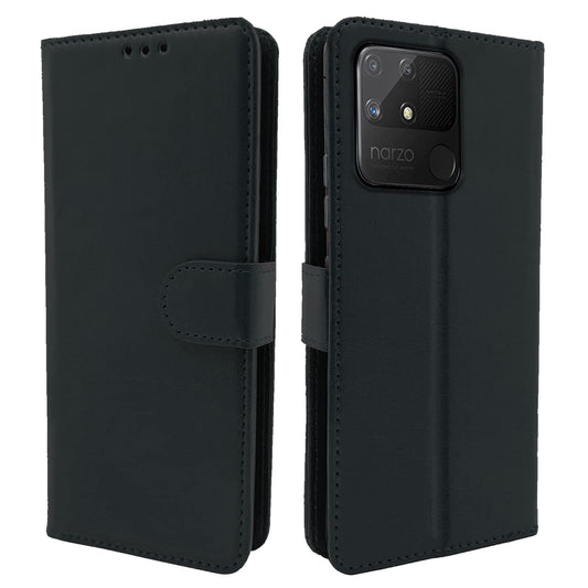 Pikkme Realme Narzo 50A Vintage Flip Cover | Black