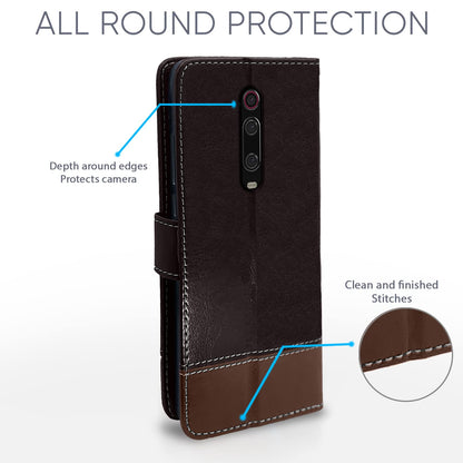 Pikkme Mi Redmi K20 / K20 Pro Constrast Flip Cover | Coffee & Brown