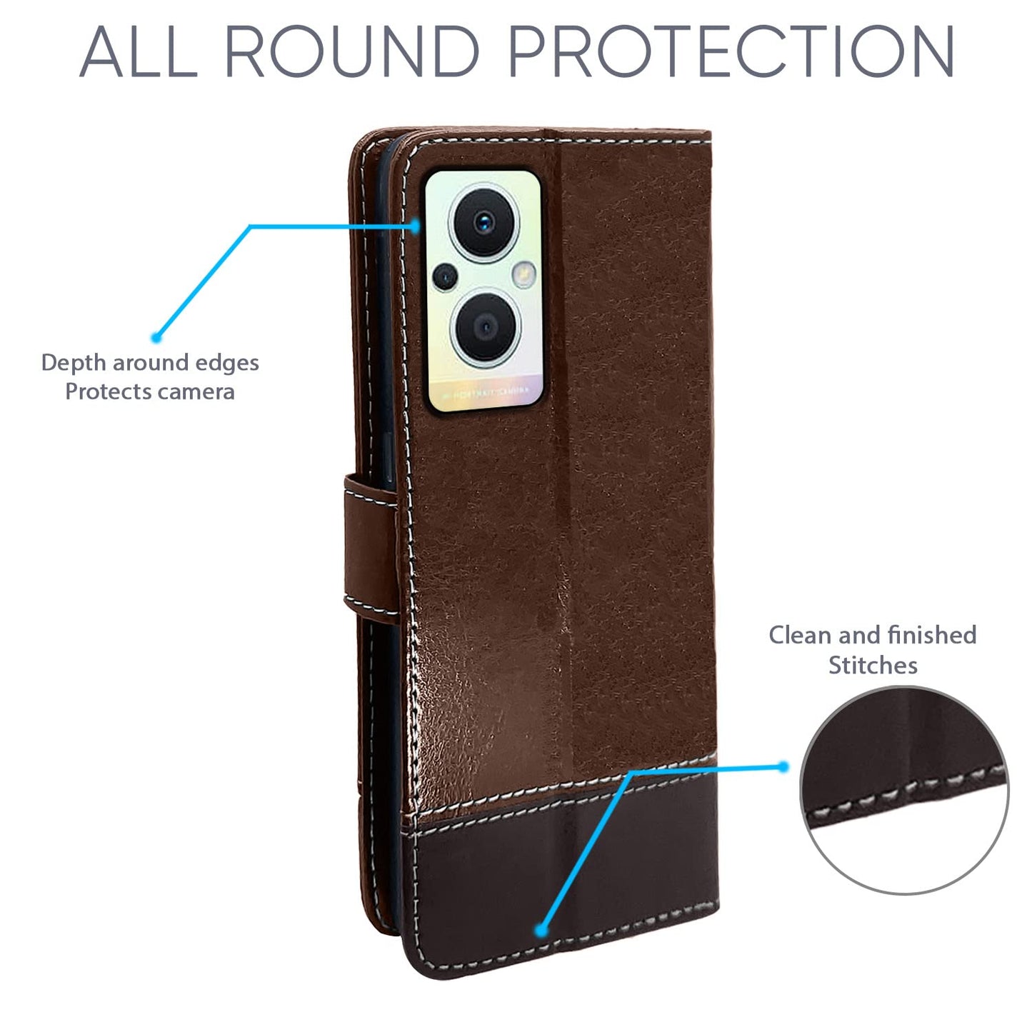 Pikkme Oppo F21 Pro 5g / F21s Pro 5G Constrast Flip Cover | Brown & Coffee