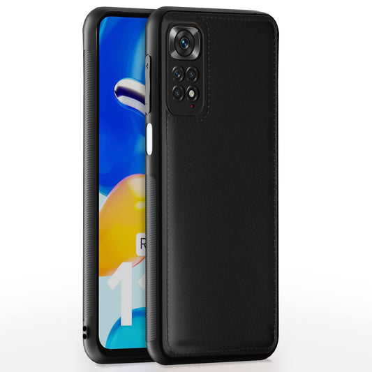 Pikkme Redmi Note 11 / Note 11s Leather Back Cover | Black