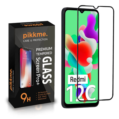 Pikkme Redmi 12C Tempered Glass Screen Protector Edge To Edge Coverage With Easy Installation Kit