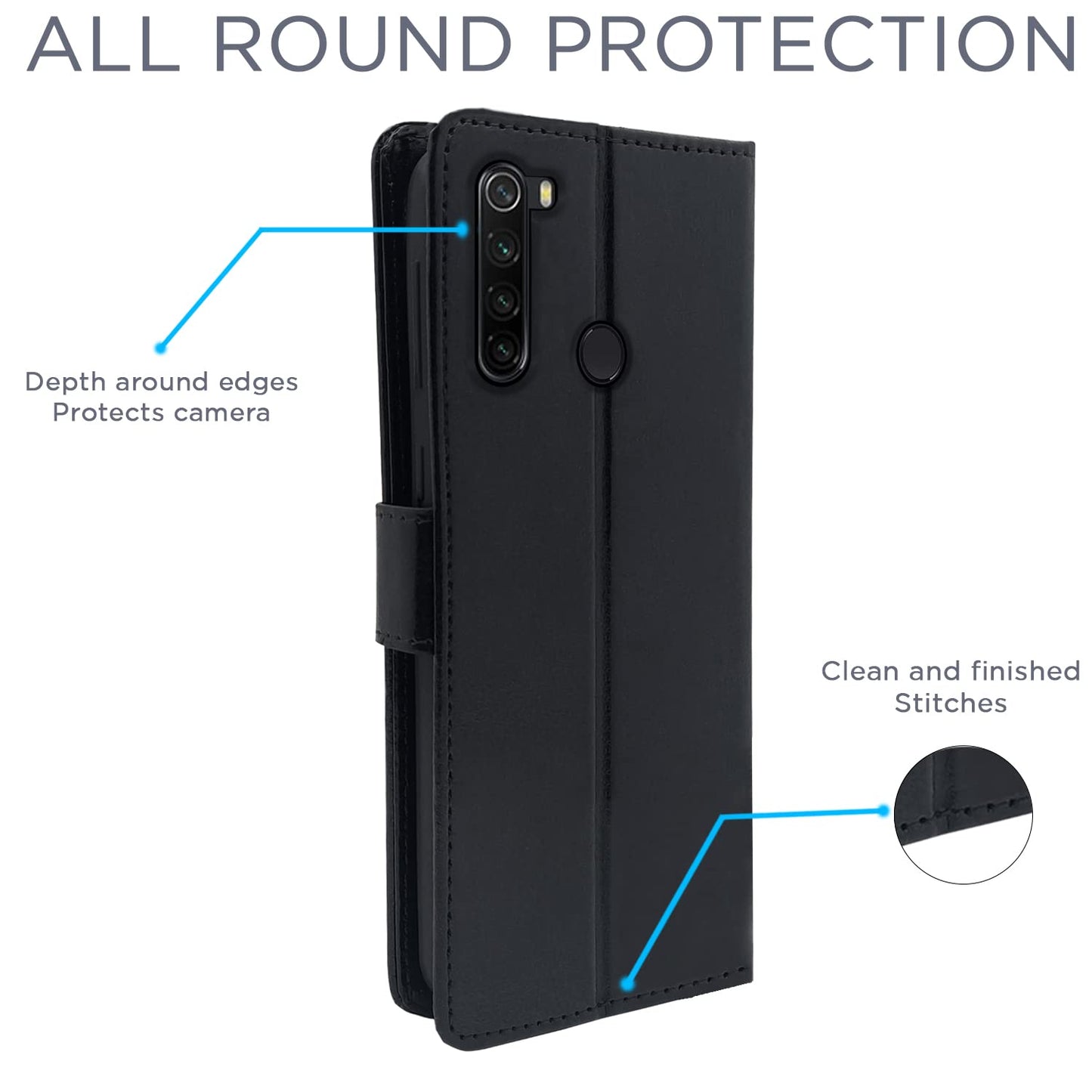 Pikkme Redmi Note 8 Vintage Flip Cover | Black