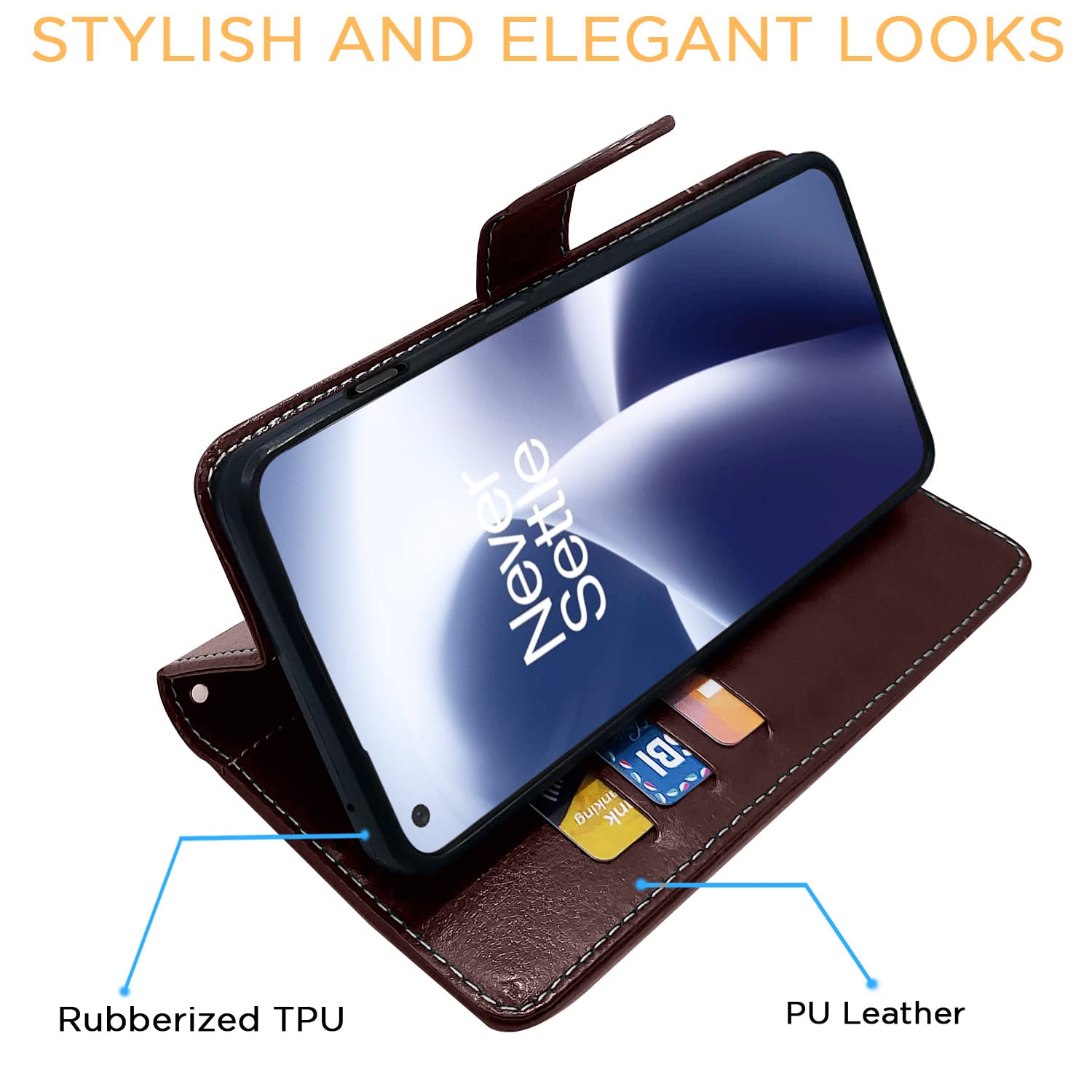 Pikkme OnePlus Nord 2T 5G Contrast Flip Cover | Coffee & Brown