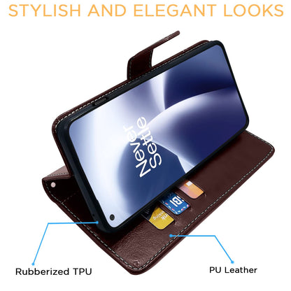 Pikkme OnePlus Nord 2T 5G Contrast Flip Cover | Coffee & Brown