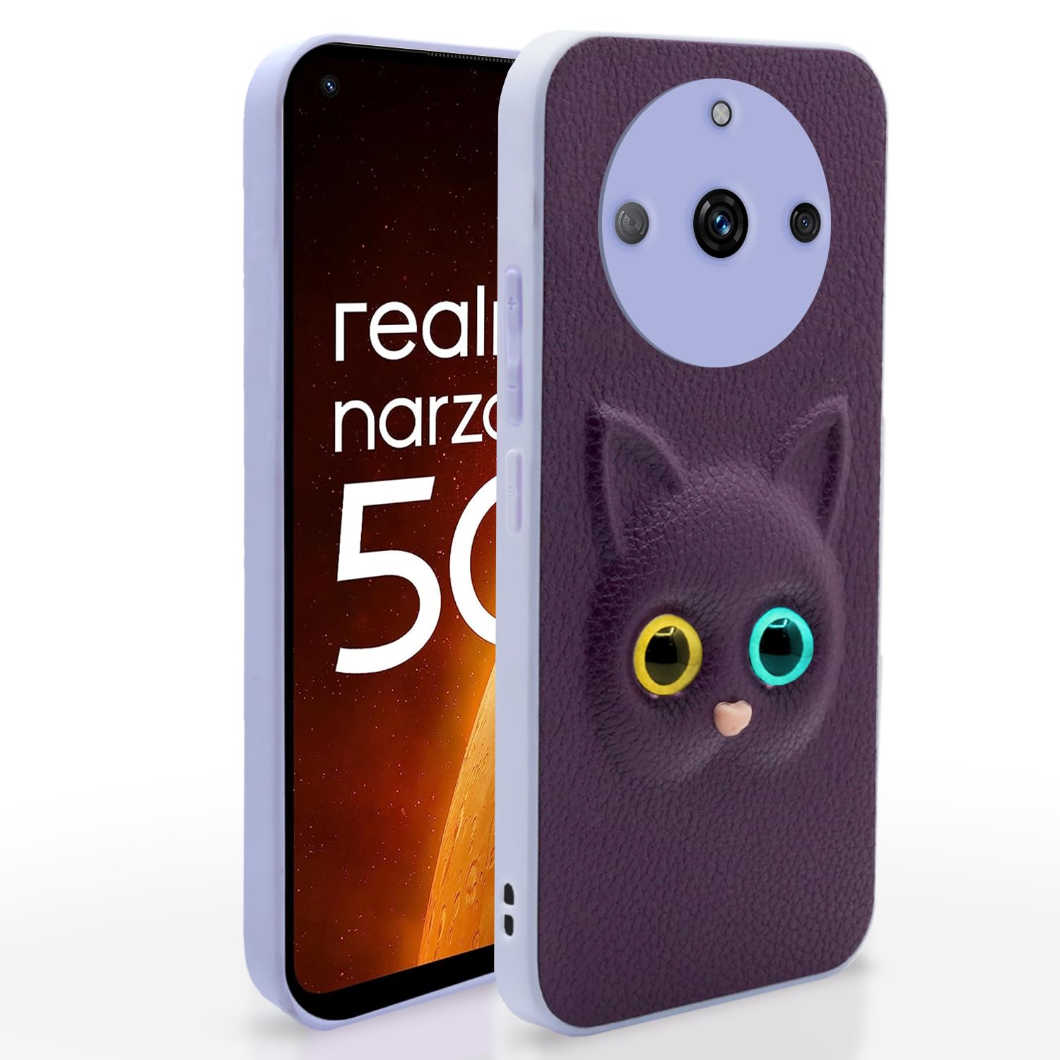 Pikkme Realme Narzo 60 5G Kitty Back Cover (Purple)