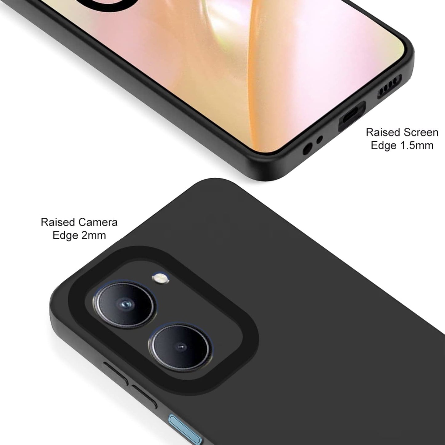 Pikkme Realme C33 Soft Silicone Case with Camera Bumper Protection | Black