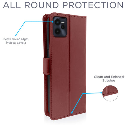 Pikkme Realme C35 Vintage Flip Cover | Brown