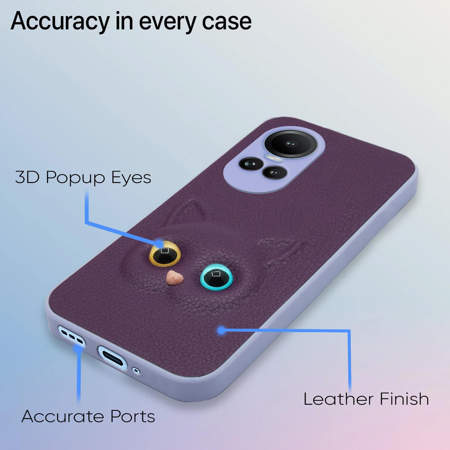 Pikkme Oppo Reno 10 5G Kitty Back Cover (Purple)