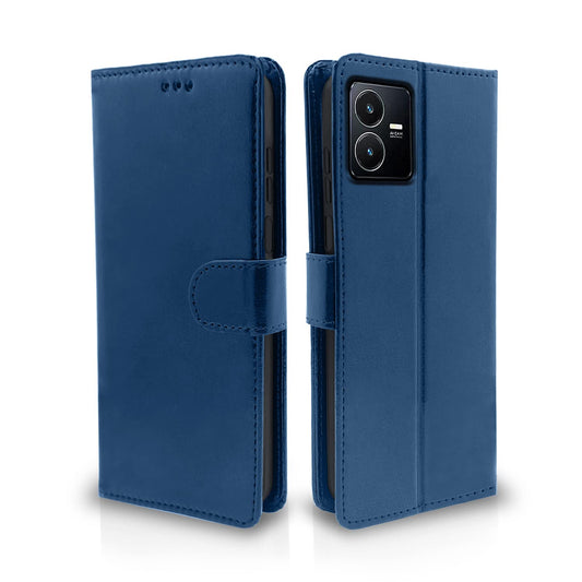 Pikkme Vivo Y22 Vintage Flip Cover | Blue