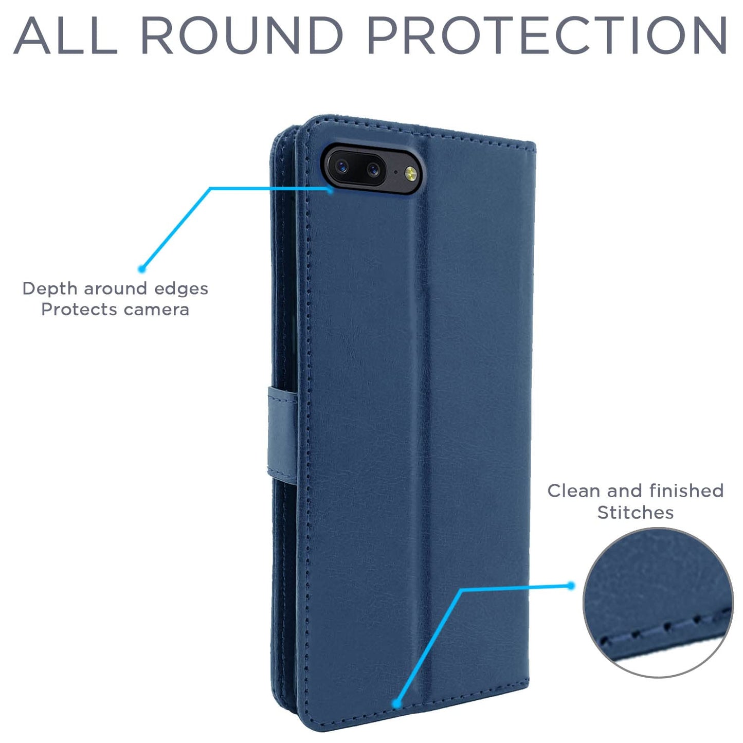 Pikkme OnePlus 5 Vintage Flip Cover | Blue