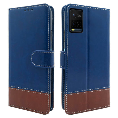 Pikkme Vivo Y21 2021 / Vivo Y33s Constrast Flip Cover | Blue & Brown