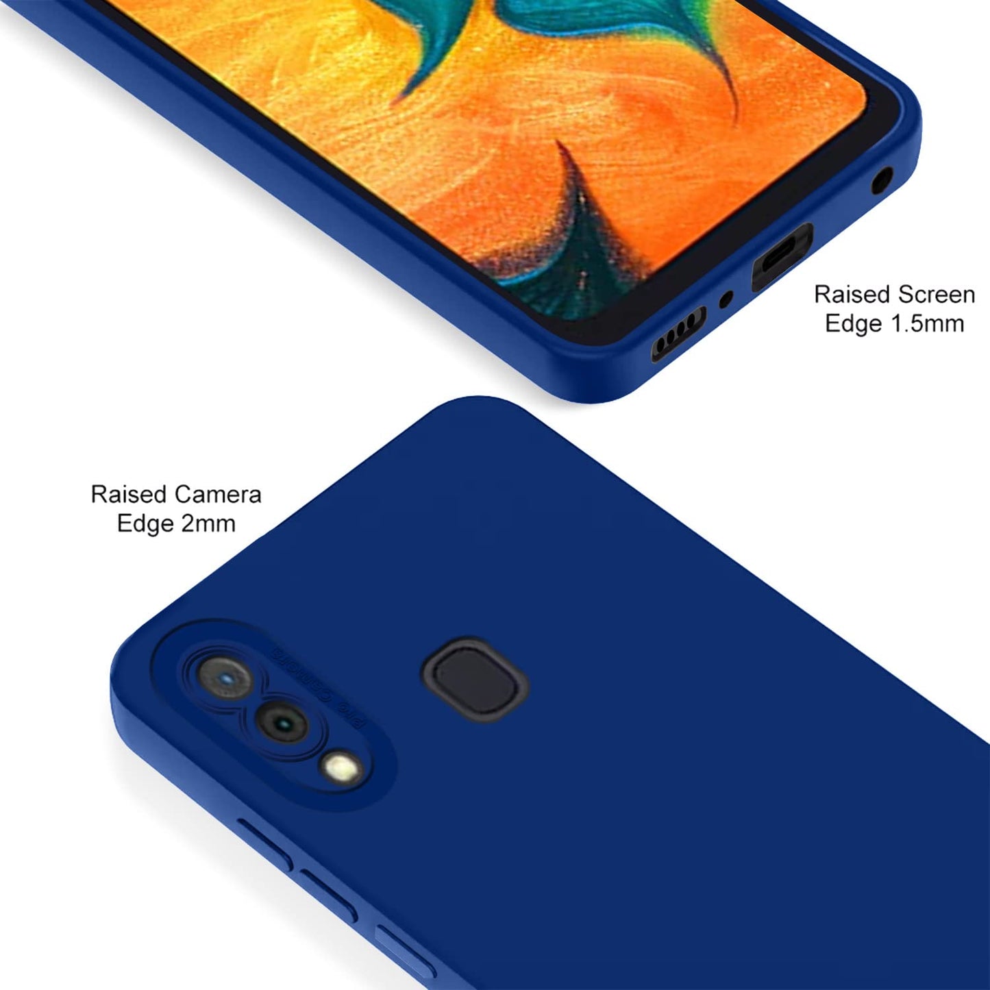 Pikkme Samsung Galaxy A20 / A30 / M10s Soft Silicone Case with Camera Bumper Protection | Blue