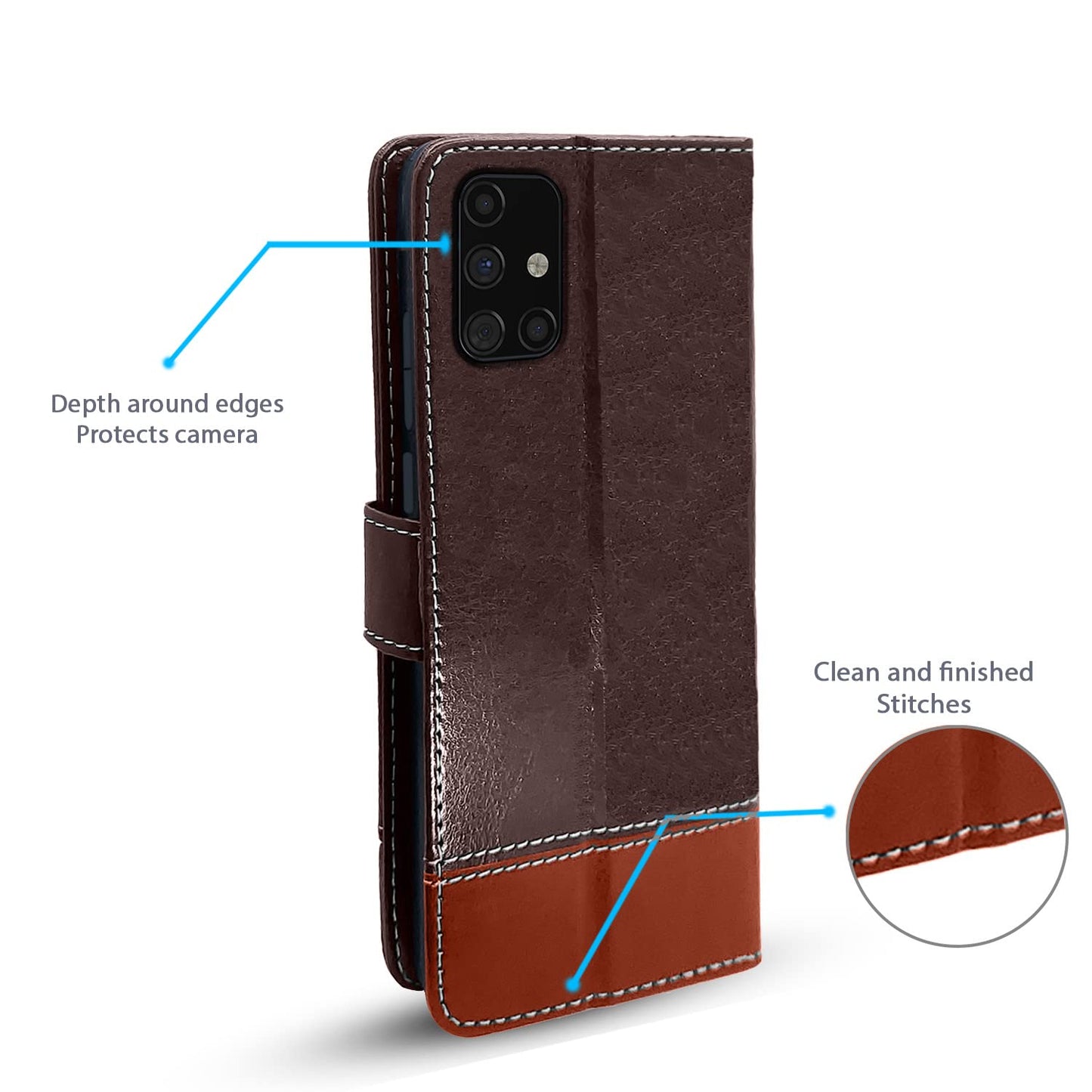 Pikkme Samsung Galaxy M51 Constrast Flip Cover | Coffee & Brown