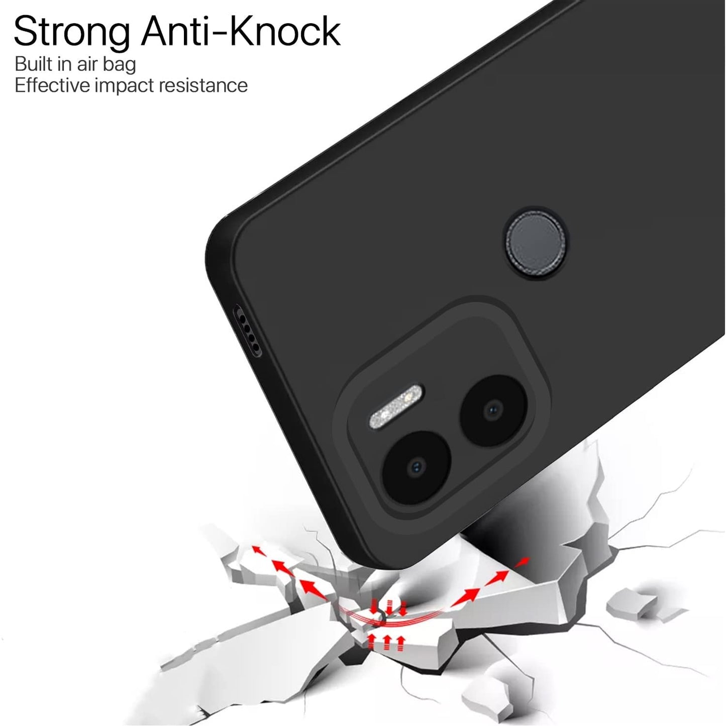 Pikkme Redmi A1 Plus/Poco C50 Soft Silicone Case with Camera Bumper Protection | Black