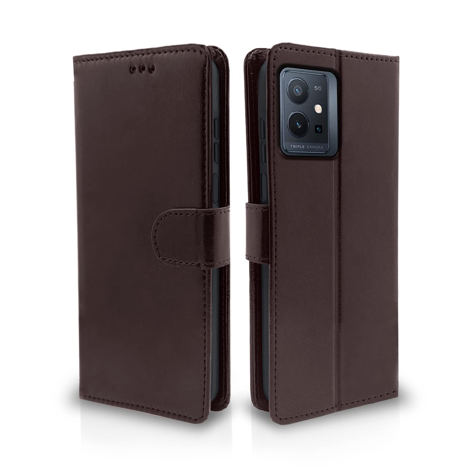 Pikkme Vivo T1 5G / Vivo Y75 5G / IQOO Z6 5G Vintage Flip Cover | Coffee