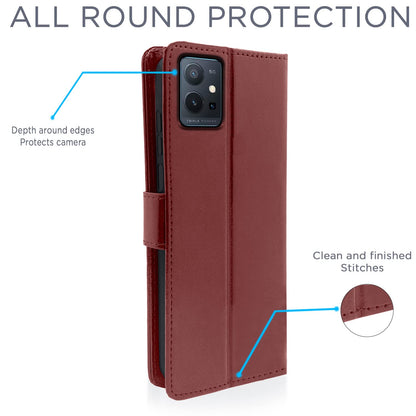 Pikkme Vivo T1 5G / Vivo Y75 5G / IQOO Z6 5G Vintage Flip Cover | Brown