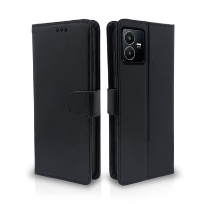 Pikkme Vivo Y22 Vintage Flip Cover | Black