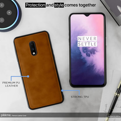 Pikkme OnePlus 7  Leather Back Cover  | Brown