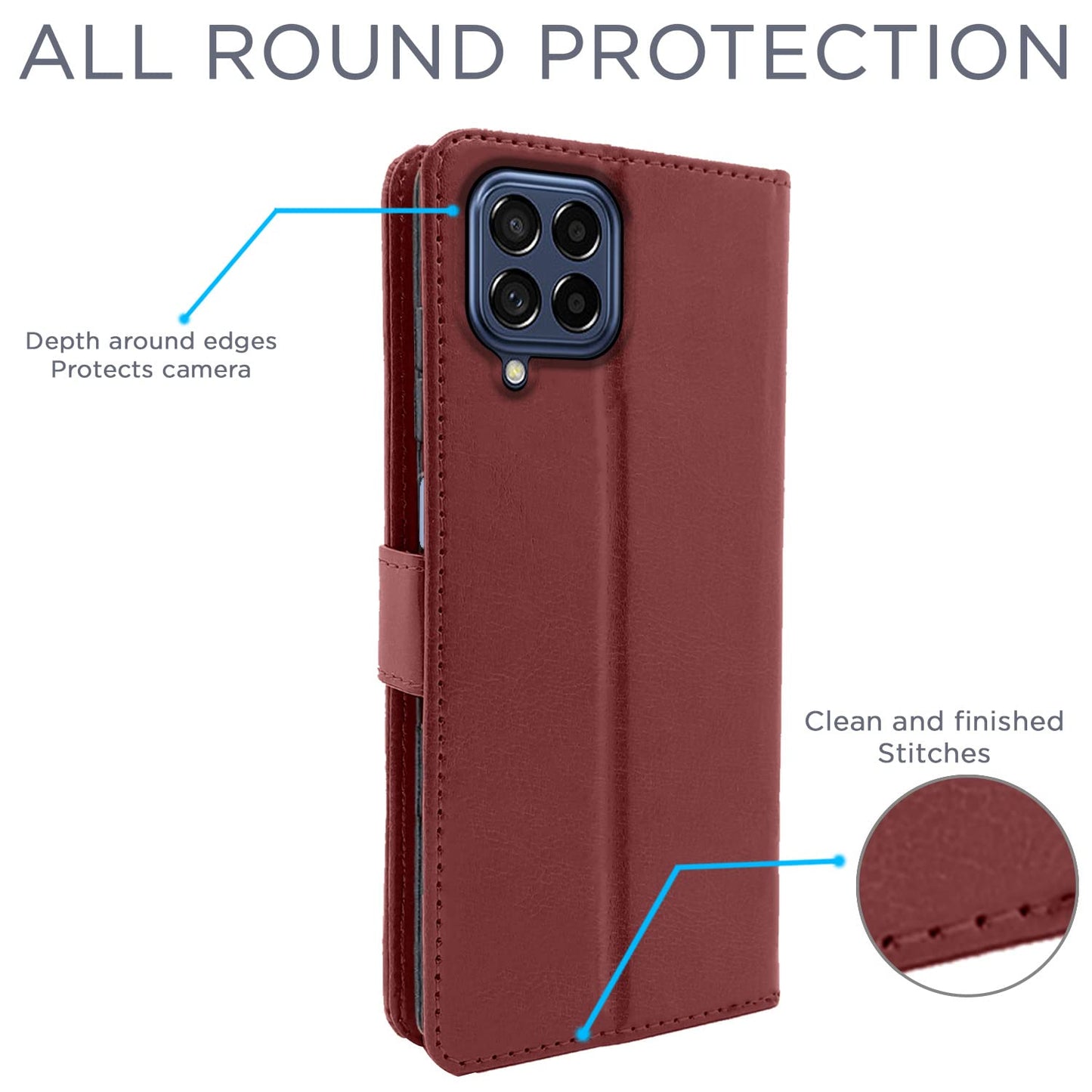 Pikkme Samsung Galaxy M53 5G Vintage Flip Cover | Brown