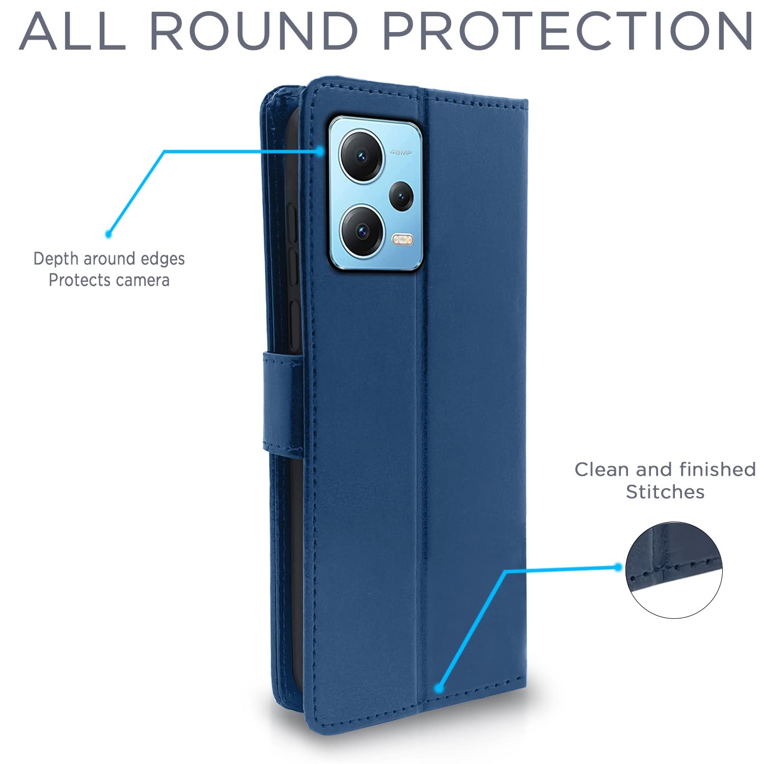 Pikkme Redmi Note 12 Pro 5G Vintage Flip Cover | Blue