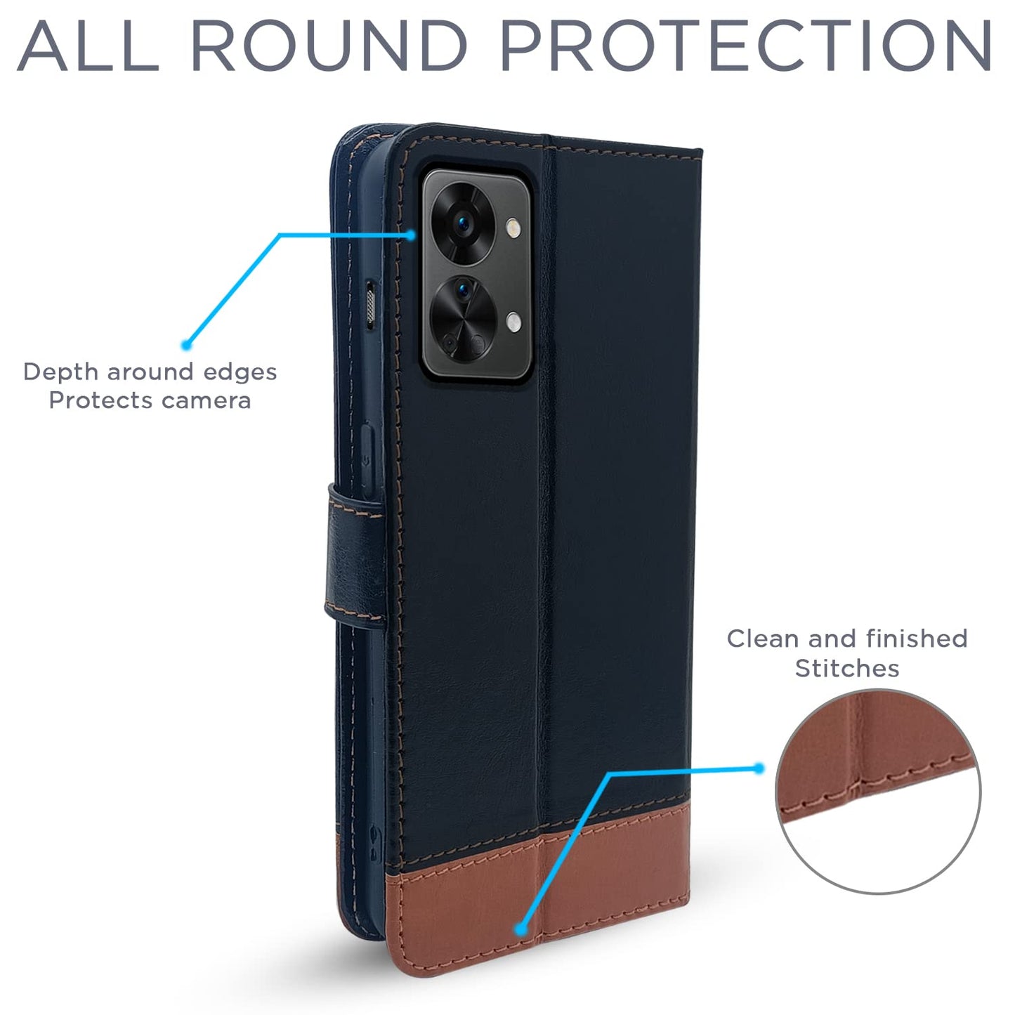 Pikkme OnePlus Nord 2T 5G Contrast Flip Cover | Black & Brown