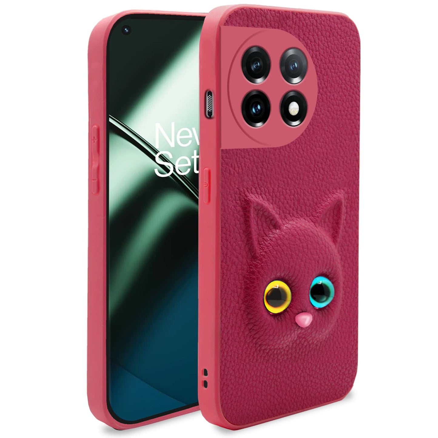 Pikkme OnePlus 11 5G Kitty Back Cover (Pink)