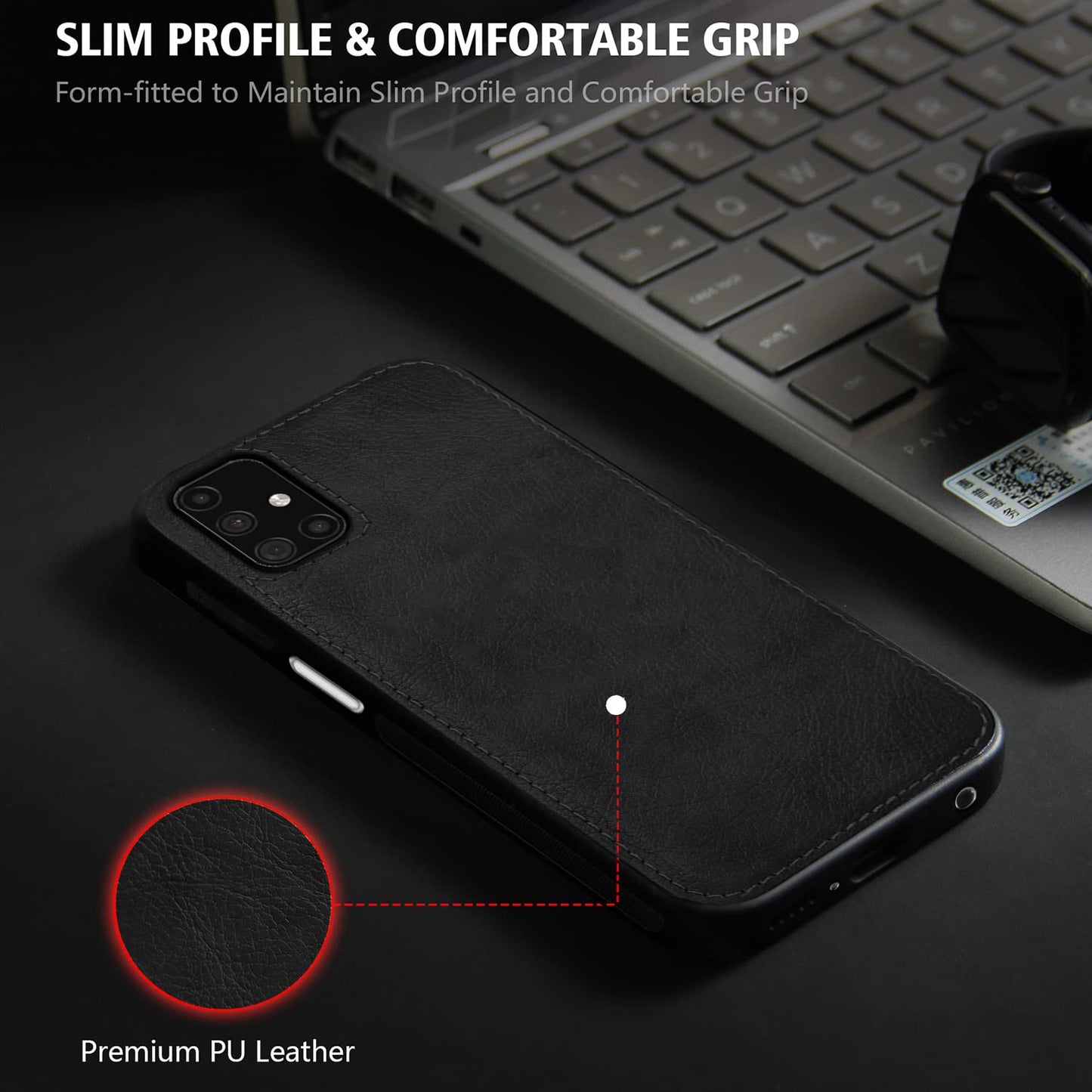 Pikkme Samsung Galaxy M51 Leather Back Cover | Black