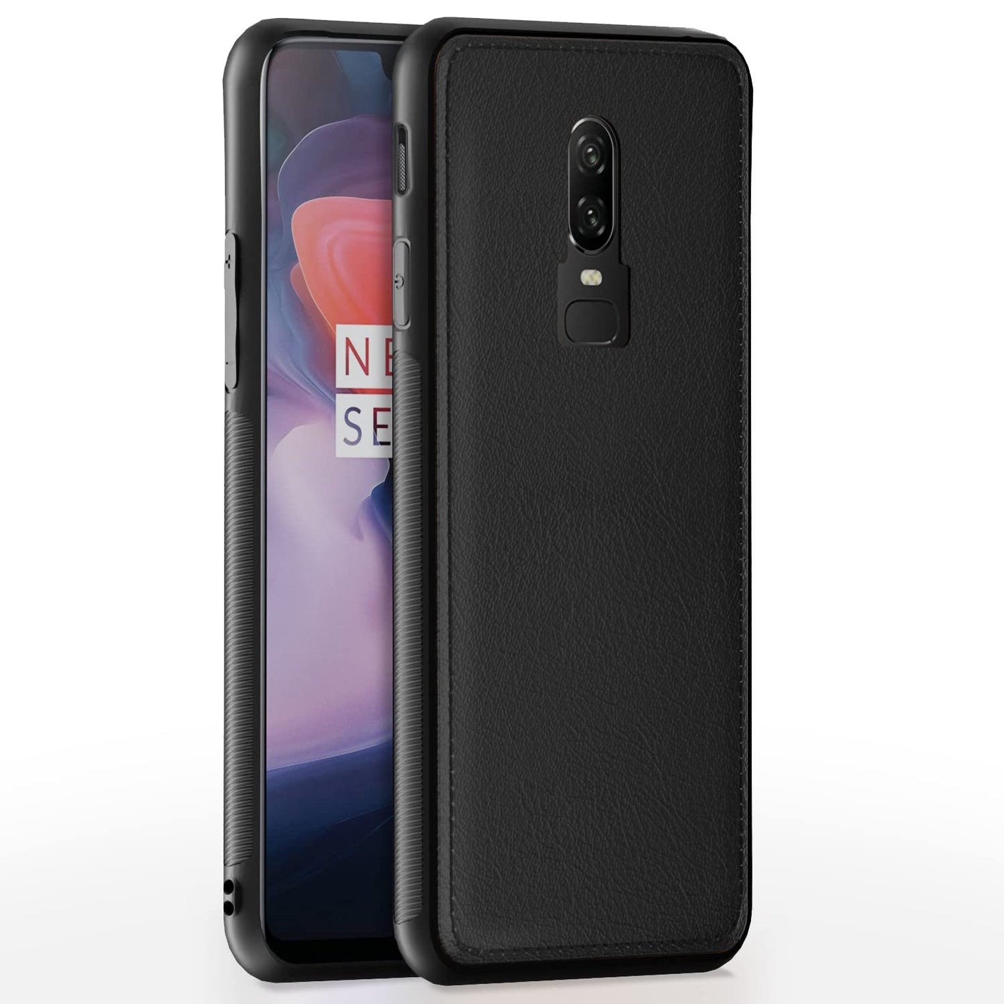 Pikkme OnePlus 6 Leather Back Cover | Black