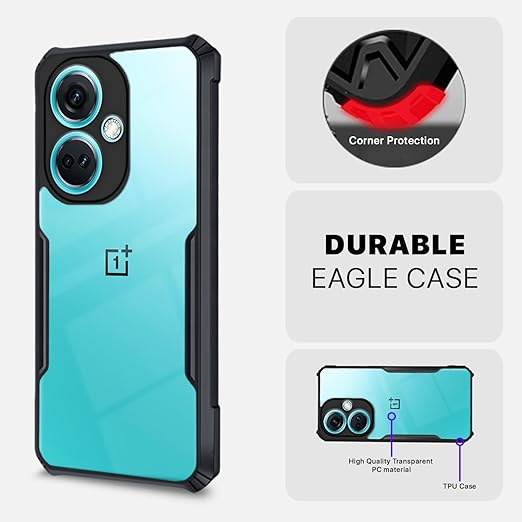 Pikkme OnePlus Nord Ce 3 5G Back Cover Crystal Clear Transparent Back Eagle Case (black)