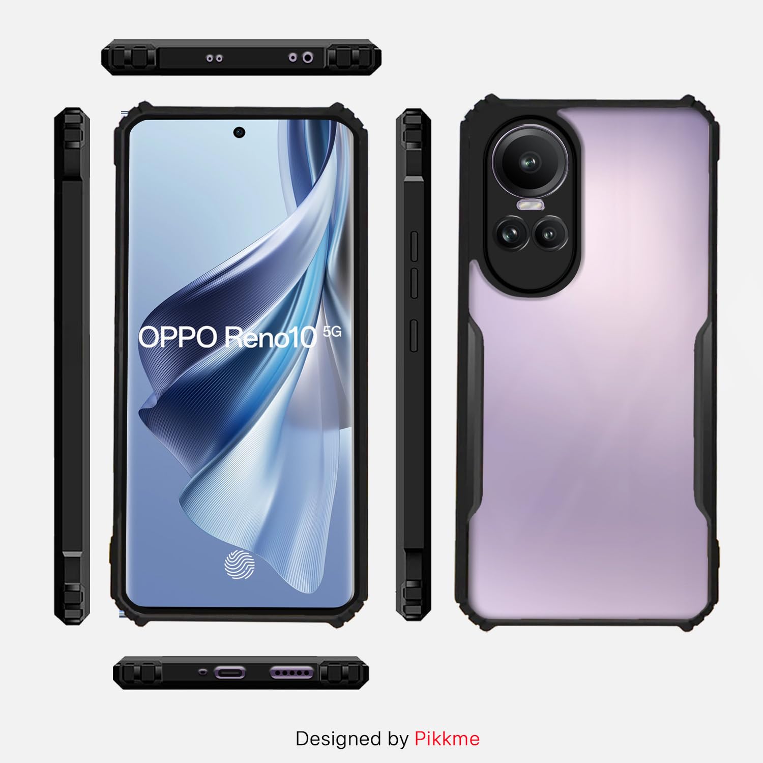 Pikkme Oppo Reno 10 5G Back Cover Crystal Clear Transparent Back Eagle Case (black)