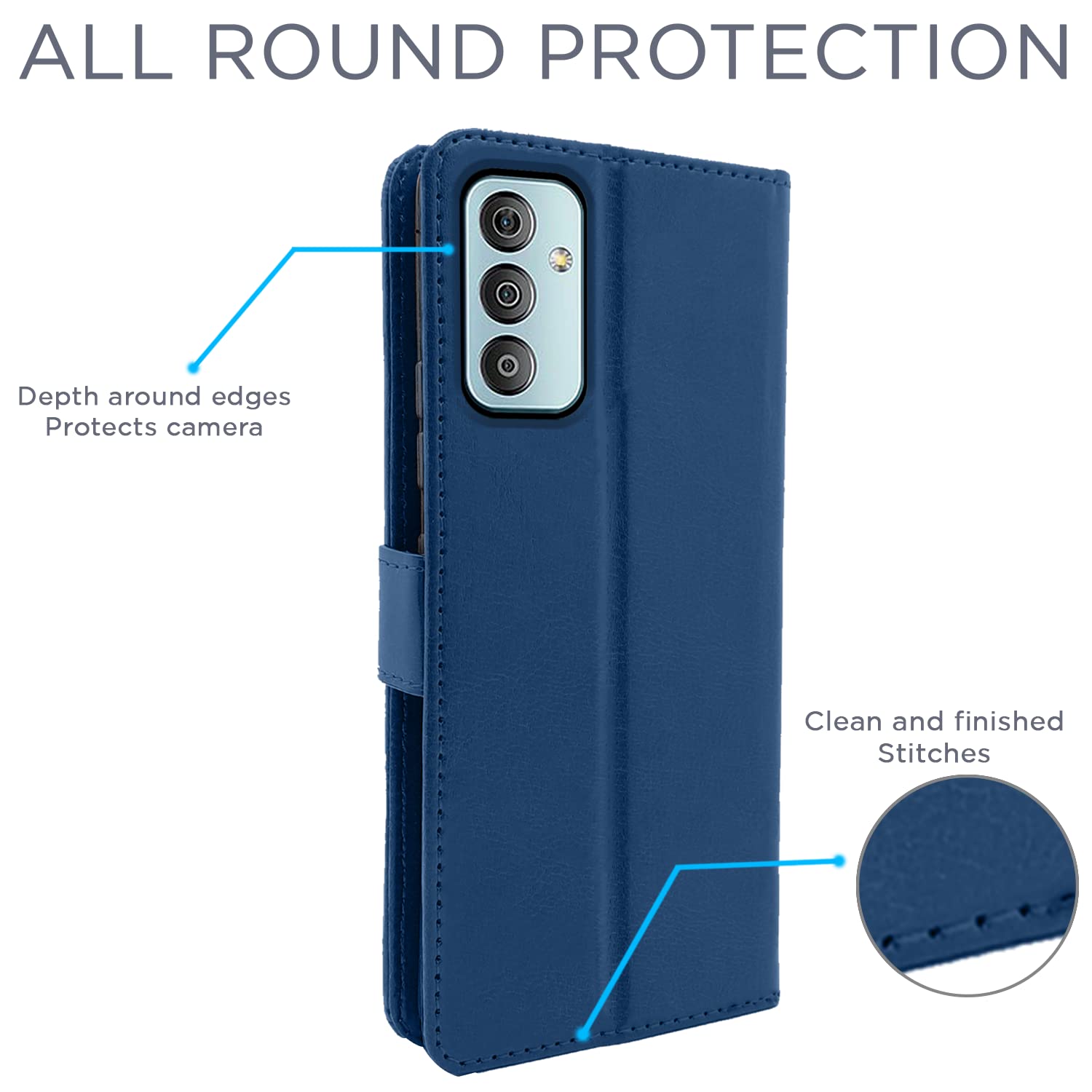 Pikkme Samsung Galaxy F23 5G Vintage Flip Cover | Blue