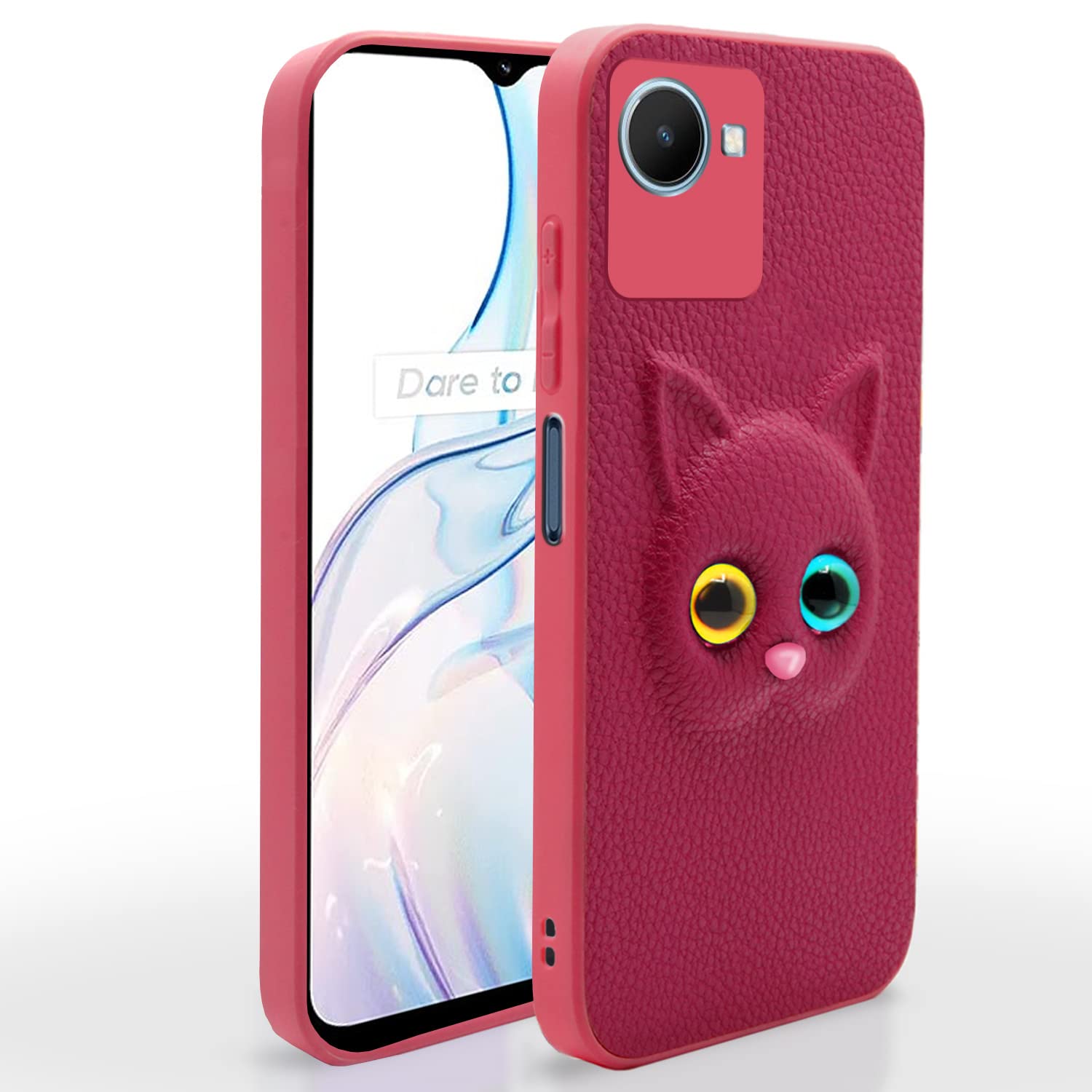 Pikkme Realme C30s Kitty Back Cover (Pink)