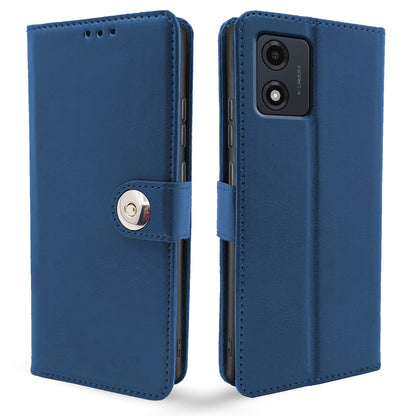 Pikkme Moto E13 Button Flip Cover (Blue)