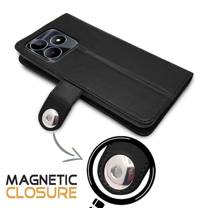 Pikkme Realme Narzo N53 / C53 Button Flip Cover (Black)