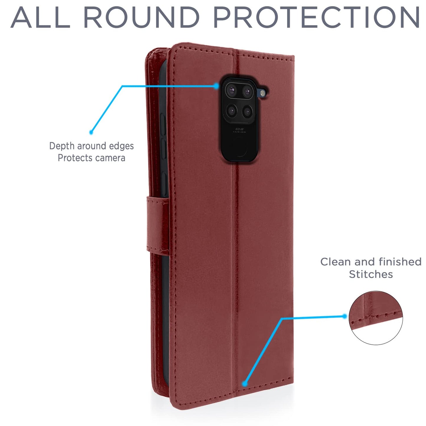 Pikkme Xiaomi Redmi Note 9 Vintage Flip Cover | Brown