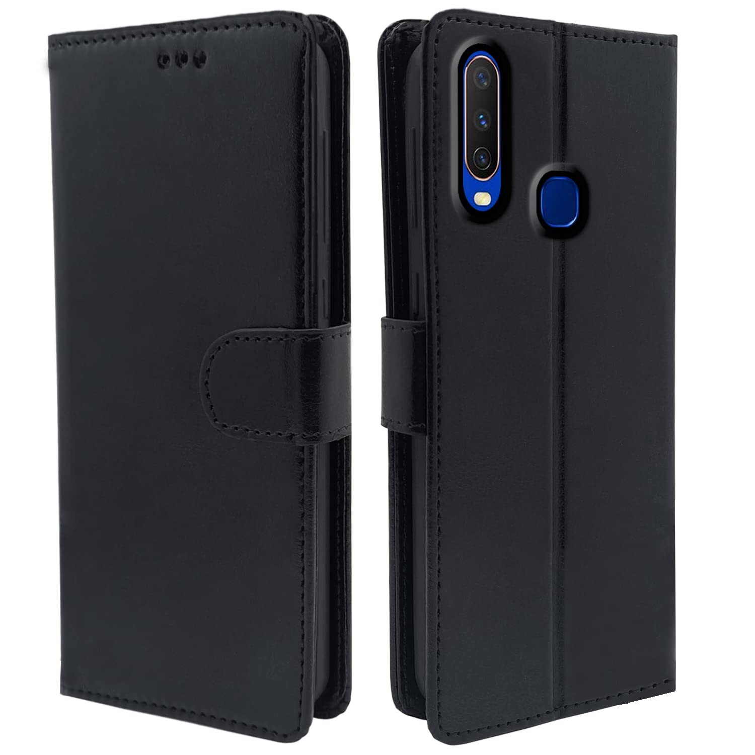 Pikkme Vivo Y12 / Y15 / Y17 / U10 Vintage Flip Cover | Black