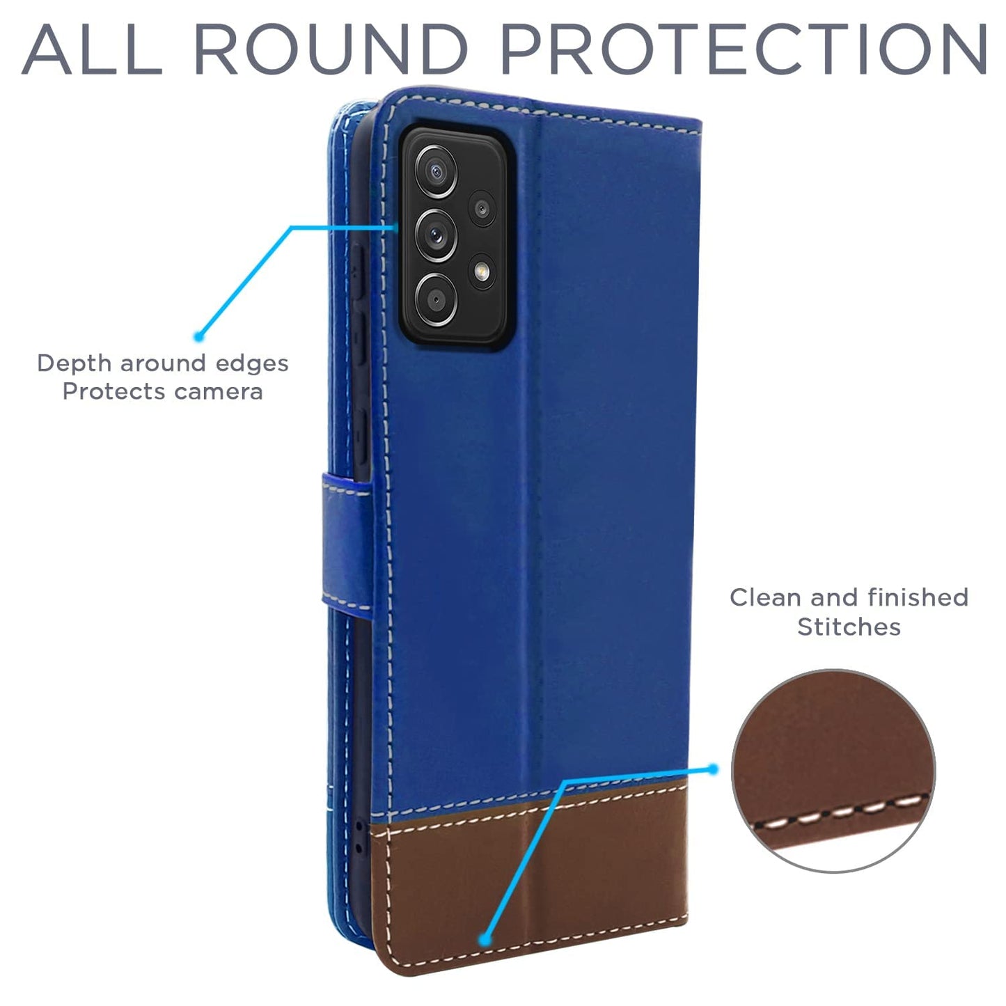 Pikkme Samsung Galaxy A73 5G Constrast Flip Cover | Blue & Brown