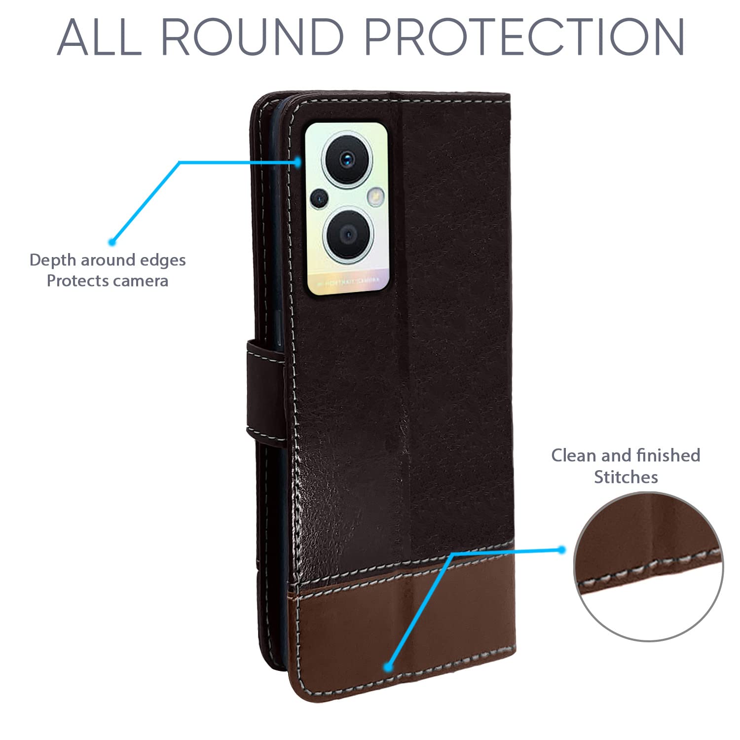 Pikkme Oppo F21 Pro 5g / F21s Pro 5G Constrast Flip Cover | Coffee & Brown