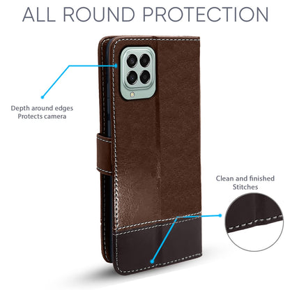 Pikkme Samsung Galaxy M33 5G Constrast Flip Cover | Brown & Coffee