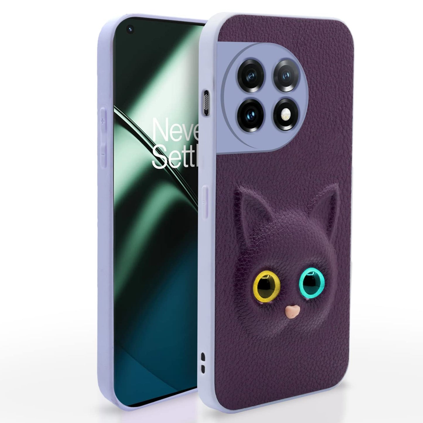 Pikkme OnePlus 11 5G Kitty Back Cover (Purple)